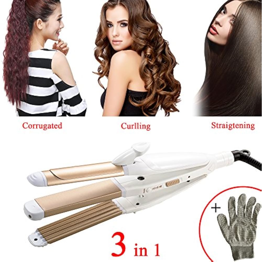 3 In 1 Hair Straightener Curler Professional Ceramic Tourmaline Curling
