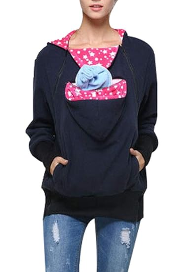 Zalock Tragejacke Umstandsjacke 3 in 1 Babytrage K?nguru Jacke Für Mama und Baby Damen Winter Baumwolle Softshell Freizeitjac