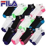 12 Pr Womens/Girls FILA Shock Dry Ankle Socks Sport Low Cut Colorful Black White
