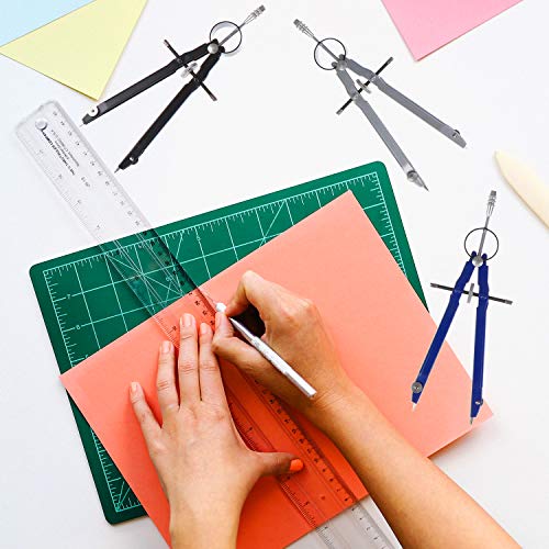 Xgood 3 Colors Math Compasses Metal Compass Math Geometry Compass Drawing Compass with 4 Pieces Extra Lead Refills for Students Teacher Drawing Supplies