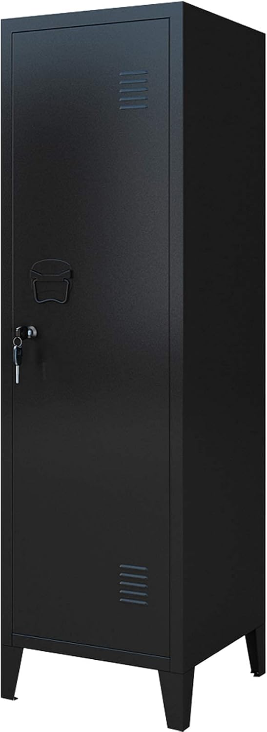 Metal Cabinet Home Office Storage Cabinets with Doors and Shelves Lockable 3 Door File Cabinet Organizer Coat Lockers for Kids (Black)