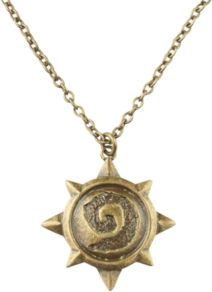 Hearthstone Emblem Pendant Necklace - Antique Brass