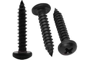 ROYCEMART #10 x 3/4" (50 Pack) Stainless Steel Pan Head Self Tapping Screws, 304 SS (18-8) Black Coated, Phillips Drive Round Head Corrosion Resistant Screws for Wood & Sheet Metal