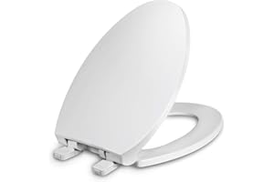 WSSROGY Toilet Seat Elongated with Cover Soft Close, Easy to Install, Plastic, White, Suitable to Elongated or Oval Toilets