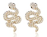 2 Pairs of Goldtone with Clear Iced Out Snake Style Stud Earrings