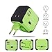 Maxracy International Travel Power Adapter with 2.4A Dual USB Charger and Built-in Spare Fuse Universal AC Wall Outlet Plugs All-in-One for UK, US, AU, Europe & Asia (Green) …
