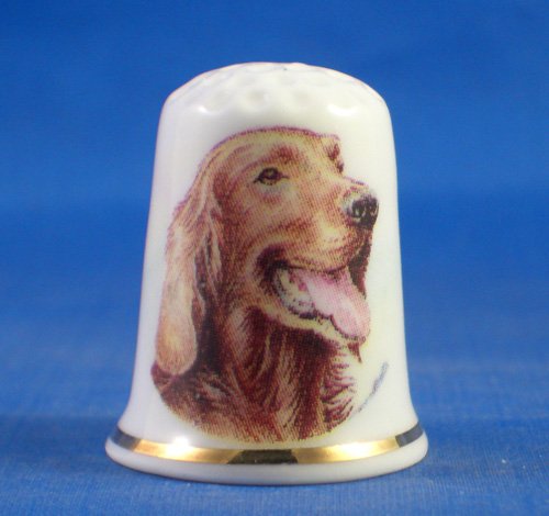 Porcelain China Collectable Thimble -- Red Setter Dog
