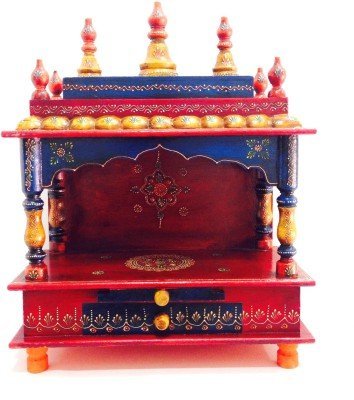 Wooden Pooja Mandir Indian Hindu Decoration Puja God Temple Cabinet Bhagwan Stand Mandapam Wall Hangin Decor for Home