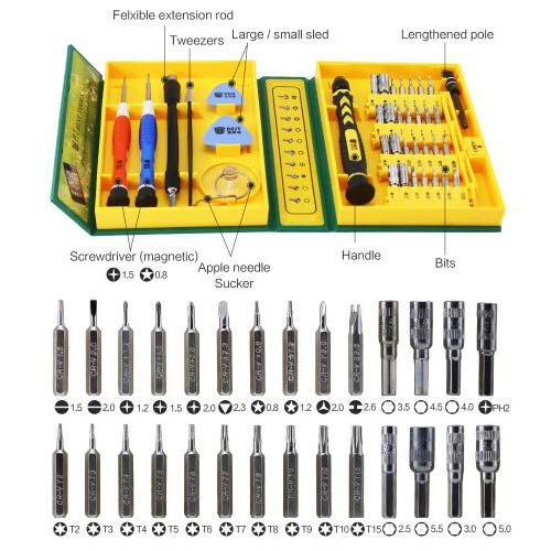 HELEISH BST-8921 38 in 1 Präzisions-Mehrzweck-Schraubendreher-Satz Reparatursatz für iPhone/Smartphone Zubehörwerkzeug – Bild 3