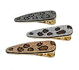 Leopard Print Fashion Hair Clips| Rhinestone Cheetah | Woman's Barrette Accessories | 90's Fashion Alligator Hairpins | Bobby Pins | Large & Small | Silver Gold Black | Pasador |