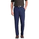 Haggar Men's Super Flex Waistband Performance Stretch Straight Fit Pants (34W x 32L, Blue)