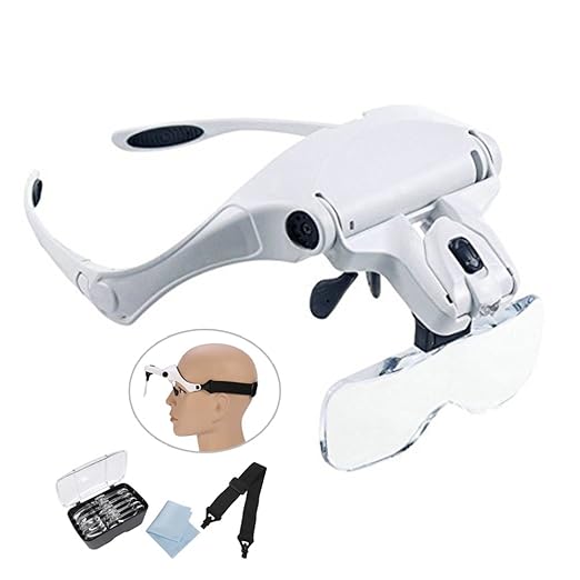 Lighted Head Magnifying Glasses Headset with Light Headband