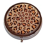 Leopard Round Three Compartment Pocket/Purse/Travel Pill Box Case