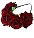 Floral Fall Rose Flower Crown Garland Festival Wedding Hair Wreaths Headbands F-32 (Burgundy)
