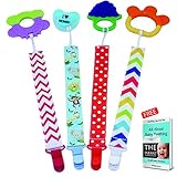 Pacifier | Dummy clips holder for baby pacifiers, soother, binky. Personalized design baby boy and girls with strong leash chain to hold soothie. Now with animal pacifier strap design & FREE E-BOOK