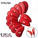 FINGER TEN Golf Iron Head Covers Value 10/12 Piece Set, Synthetic Leather Deluxe Club Headcover in Color Black Blue Red, Universal Fit Main Iron Clubs