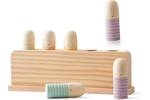 ETUCDOSE Pop Up Toy Multicolor Puppets | Wooden Color Sorting | STEM Montessori Color Matching Toys | Preschool Learning Educational Toys Gifts for Kids Boys Girls Ages for 3+ Years (Neutral Colours)