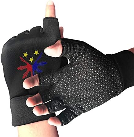 Philippines Pride Star Flag Sun Half Finger Fingerless Short No-Slip Cycling Gloves Mitten For Bike Hiking
