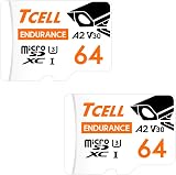 TCELL 64GB 2 Pack microSDXC A2 U3 V30 Memory Card w/ Adapter - Dashcam CCTV Cams