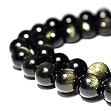 JARTC Rare Collection Natural Stone Beads Gold Obsidian Round Loose Beads for Jewelry Making DIY Bracelet Necklace (8mm)