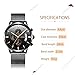 Watch Men Casual Stylish Stainless Steel Watch with Milanese Mesh Band, Waterproof Black Multifunctional Watch for Men