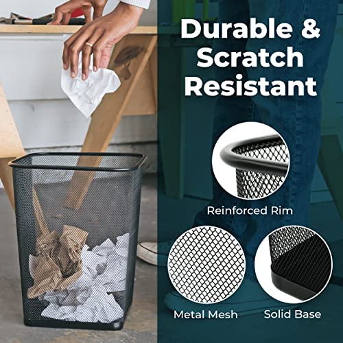 Greenco Mesh Square Wastebasket, 6 Gallon, 2pk (Black) Lightweight