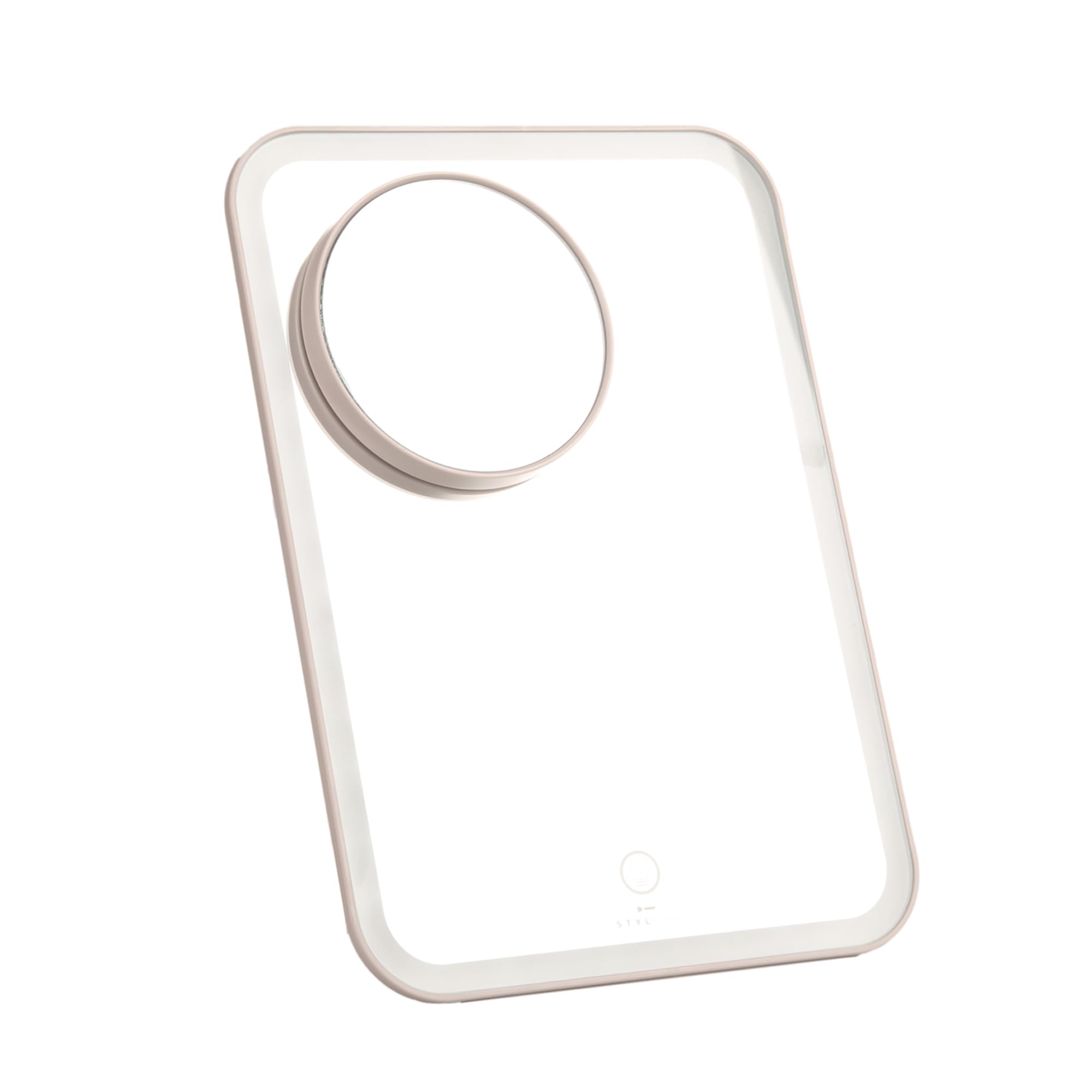 StylPro Makeup Vanity Mirror with Magnetic 10x Magnifying Mirror | Rechargeable | Dimmable LED Lights with Touch Screen Button | Adjustable Stand | Soft Luxury Travel Case | USB Charging Cable