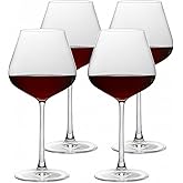 Hyalseen Red Wine Glasses Set of 4 - Hand Blown Lead-Free Crystal Burgundy Wine Glass for Pinot Noir - 17oz Large Balloon Bowl, Seamless Solid Stem, Ultra-Thin Rim - Premium Gift Box with Pearl Cotton