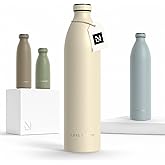 LARS NYSØM Stainless Steel Insulated XL Water Bottle 12oz 17oz 25oz 34oz 51oz | Insulated Thermo Flask for Hot and Cold Beverages | Leakproof Drinking Bottle (Almond Beige, XL 50.7oz)