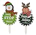 Juvale Christmas Yard Sign Stakes - 4-Pack Assorted Happy Holidays Round Sign Decoration for Outdoor Lawn Garden, Santa, Snowman, Penguin, Reindeer Designs, 17 x 8 Inches