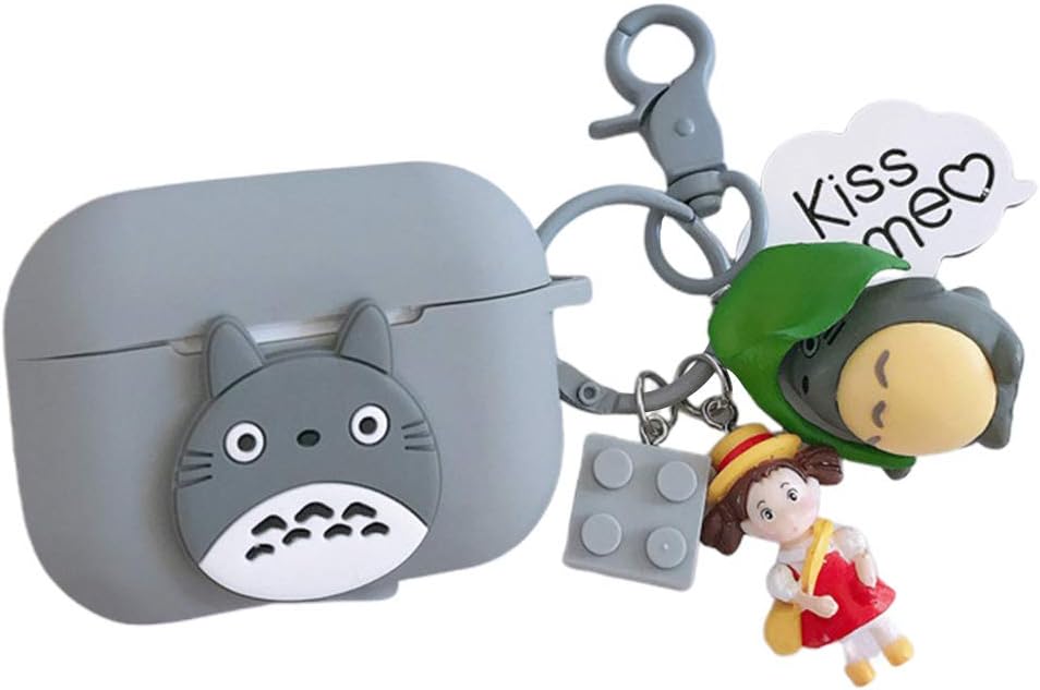 QIANLONG Spirited Away Totoro AirPods Pro Case Cover, Cute Cartoon Silicone Cover for AirPods Pro [2019 Release], Kawaii Fun Cases for Girls Kids and Anime Fans(Style 01)