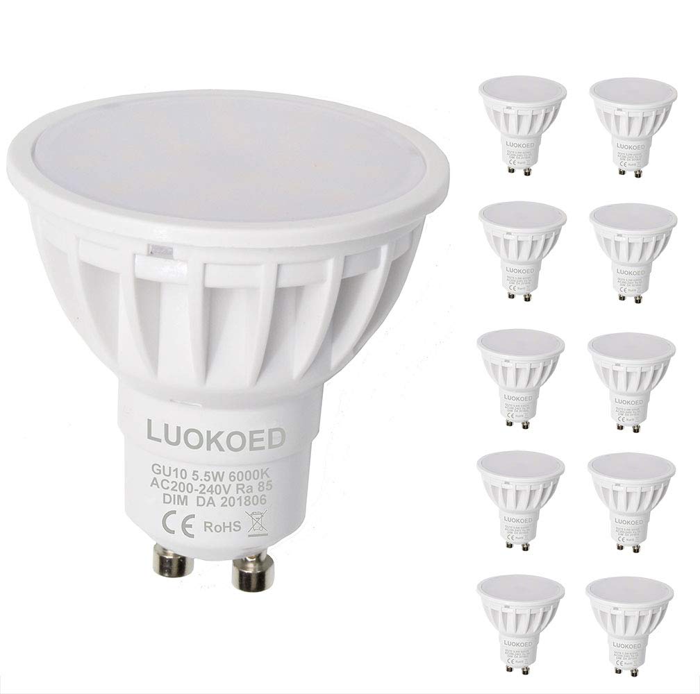 LED Spotlight Bulb Gu10 Cool White 6000K Dimmable Equivalent 50W 500lm