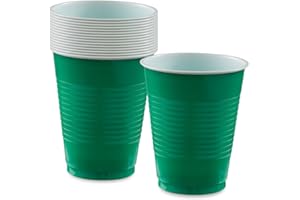 AMSCAN Festive Green Plastic Cups (Pack of 20) - 18 oz. - Versatile Drinkware for Indoor & Outdoor Parties, Weddings, Birthdays, Celebrations & More
