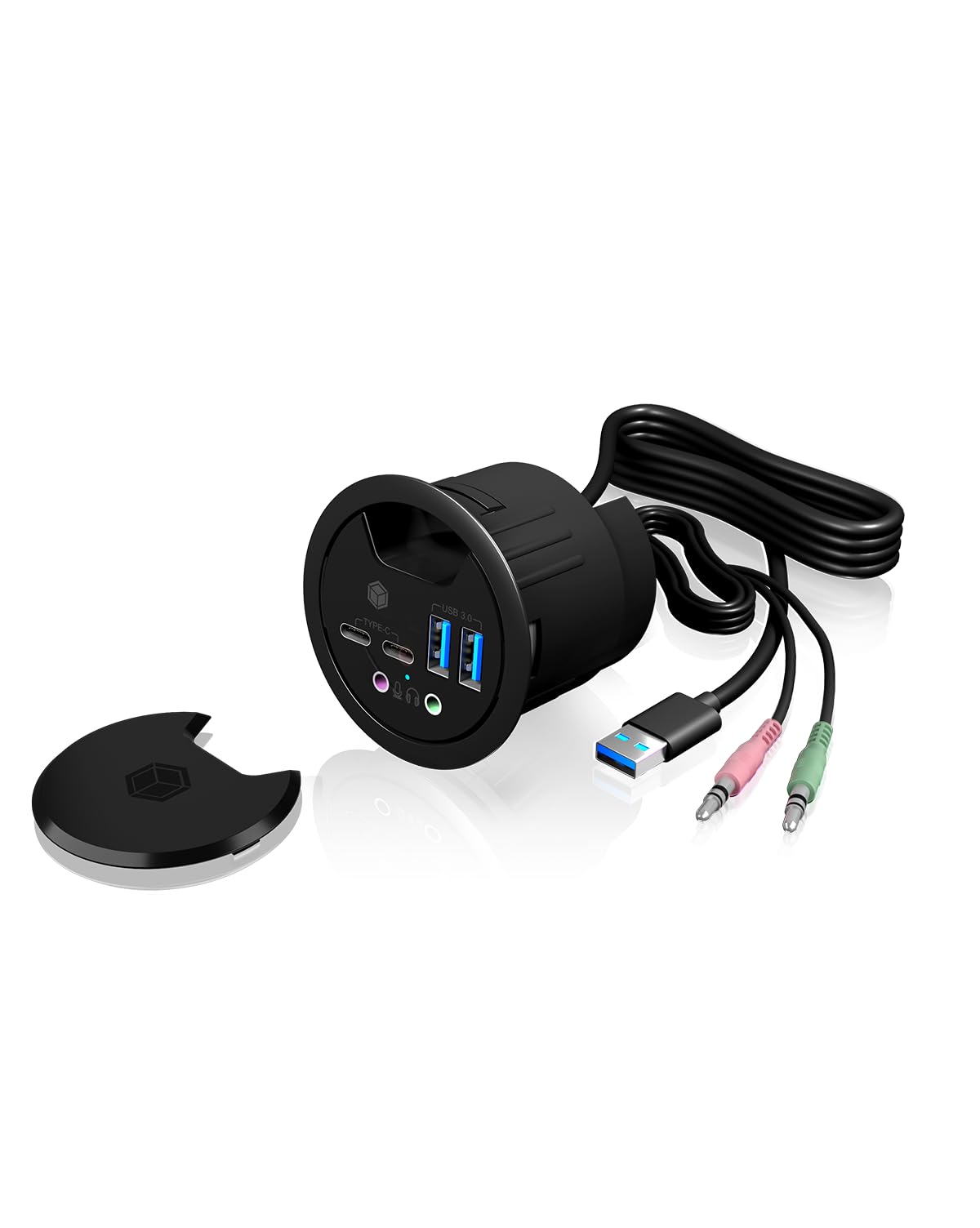 RaidSonic ICY BOX USB 3.0 Tisch-Hub mit Type-C, Type-A und Audio IB-HUB1403B, black