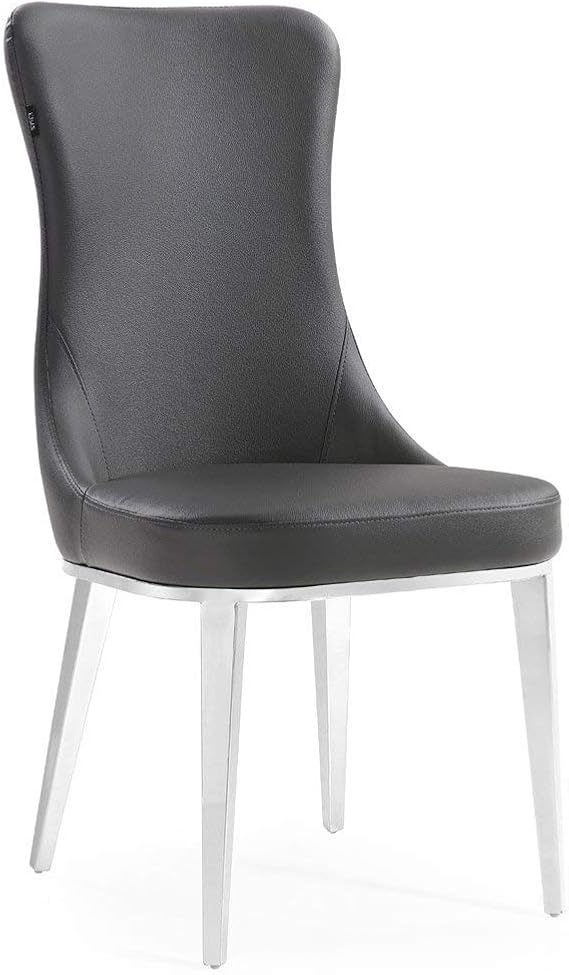 Zuri Modern Norma Dining Chair Dark Grey with Polished