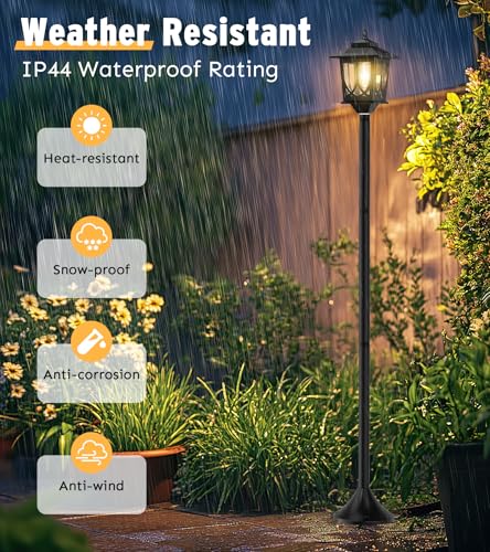 Joyoowild 63" Solar Lamp Post Light 2 Pack, Solar Light Posts for Outside Waterproof, Outdoor Lamps for Patio, Backyard, Front Porch Decor, Warm White, Replaceable Bulb