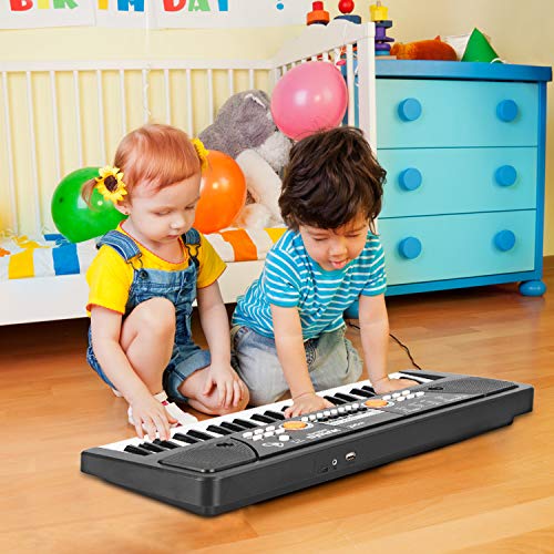 aPerfectLife 49 Keys Piano Keyboard for Kids Multifunction Portable Piano Electronic Keyboard Music Instrument for Kids Early Learning Educational Toy (Black)