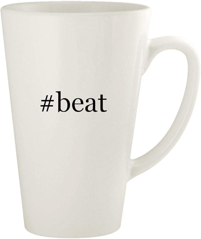 beat 17oz Hashtag Ceramic Latte Coffee Mug Cup, White