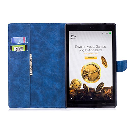 Tikeda Bear Case for All-New Fire HD 10 Tablet (7th 5th Generation, 2017/2015 Release) Folio Stand Cover with Pocket Auto Wake / Sleep for Fire HD 10.1 Inch Tablet (Bear Blue)