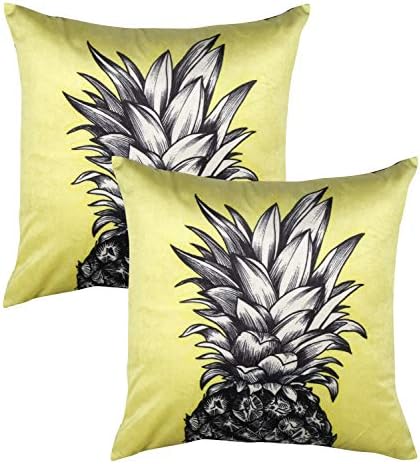 Pineapple Accent Print Cushion Cover - 16" x 16", Set of 2