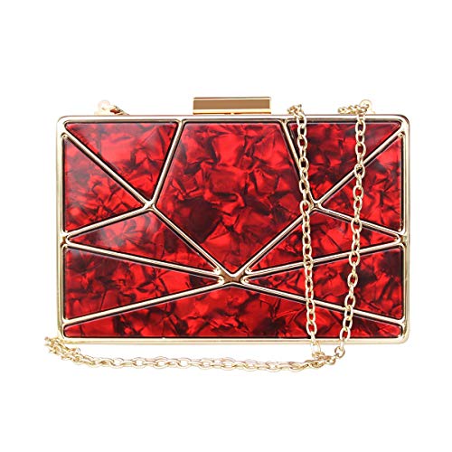 Labair Women Acrylic Clutch Perspex Bag Evening Handbags for Women. (Red)