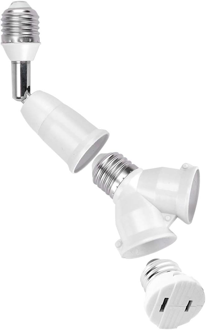 UL Listed E26/E27 Light Polarized Socket Outlet 110V Grounding Plug Converter Fireproof Material Heavy Duty 660W or 6A Receptacle in Screw Adapter w. 2 Prong to 3 Prong Adapter - - 