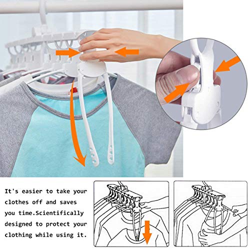 Gemazon Collection Magic Multi Folding Clothes Hangers - Non Slip Plastic Drying Rack, Space Saving with 360 Degree Swivel Hook  - Thumbnail 2