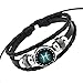Rosemes Retro 12 Constellation Beaded Hand Woven Leather Bracelet PUNK Chain Cuff Pisces