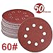 WINGONEER 50PCS Sanding Discs Pads, 5-Inch 8-Hole 60-Grit Hook and Loop Aluminium Oxide Sandpaper for Random Orbital Sander