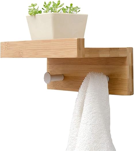 Amazon Co Jp 壁掛け フック ウォールハンガー 天然楠竹 飾り棚 Diy シェルフ 整理整頓 収納フック 玄関 浴室 洗面所 収納家具 2連 ホーム キッチン