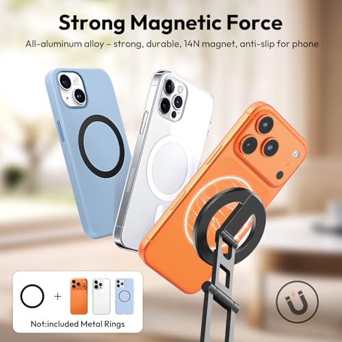 ULANZI SK29 Mini Magnetic Smartphone Tripod, Hidden Hook, 360° Rotation Mount, Foldable Cell Phone Holder, Mobile Accessories for MagSafe, Selfie Stick Tripod in Aluminium for iPhone 17/16/15/14/13/12