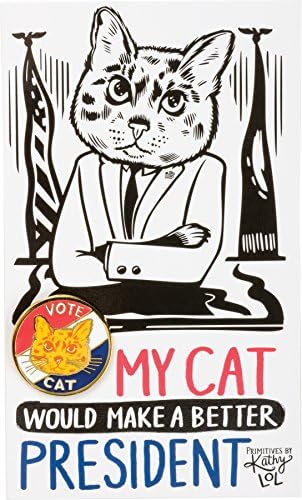 Enamel Pin and Card for Lapel, Backpack, Purse, Lanyard, Jacket (Cat For President)