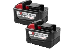High Output 12.0Ah Replacement for Milwaukee M18 Battery 48-11-1890 48-11-1880 48-11-1860 48-11-1852, M18 Battery Compatible 
