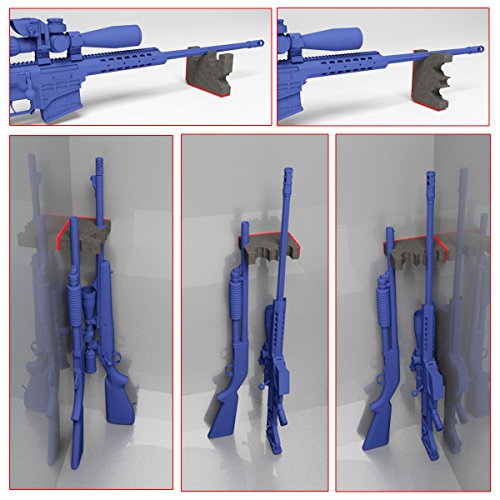 Three Gun Foam Rack - 2 Optical Scopes 1 Without Optics- Rifle Barrel Rest Magnetic Strip - Gun Storage - Weapon Rack Gun Safe Free Standing - Gun Rack Pegboard - Gift Man